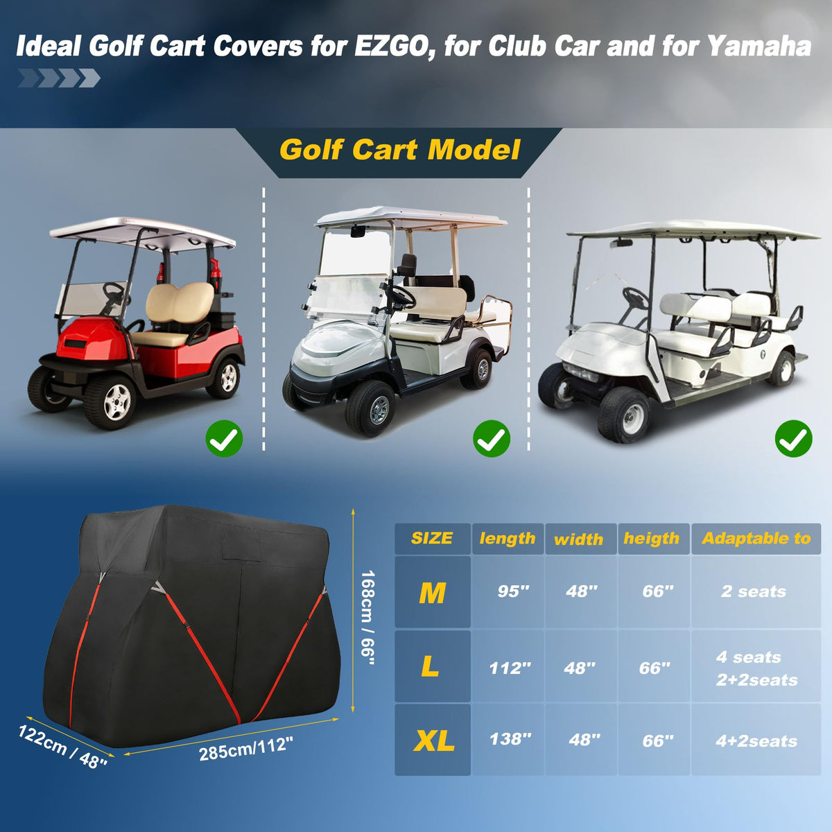 X AUTOHAUX golf cart cover waterproof seams keep your cart dry in wet weather.