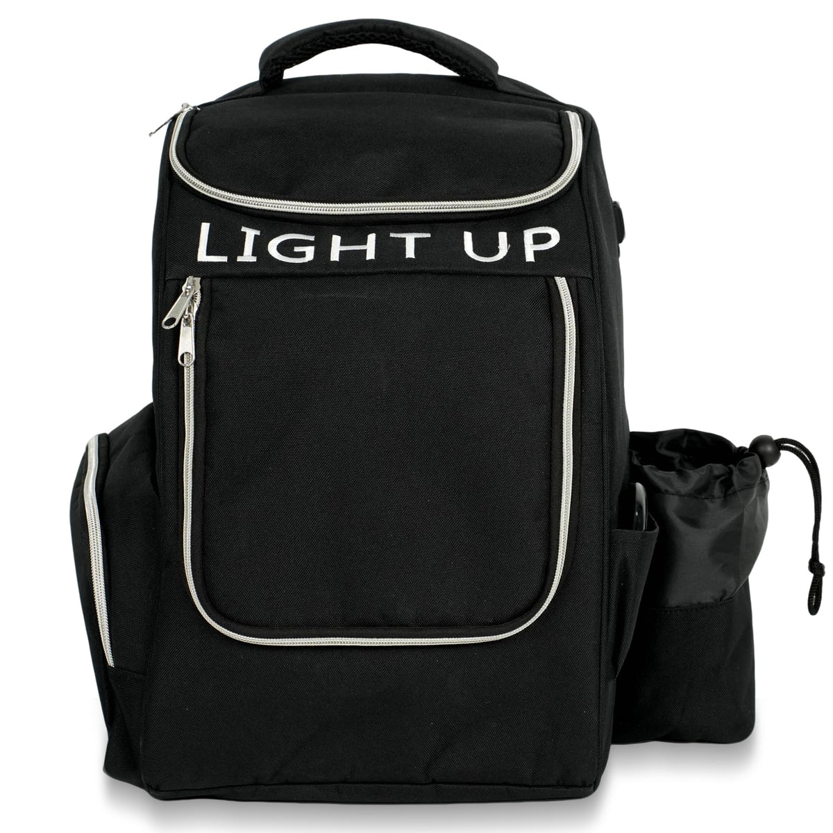 X-UFO Disc Golf Backpack shows 18-disc capacity with organized two-tier design