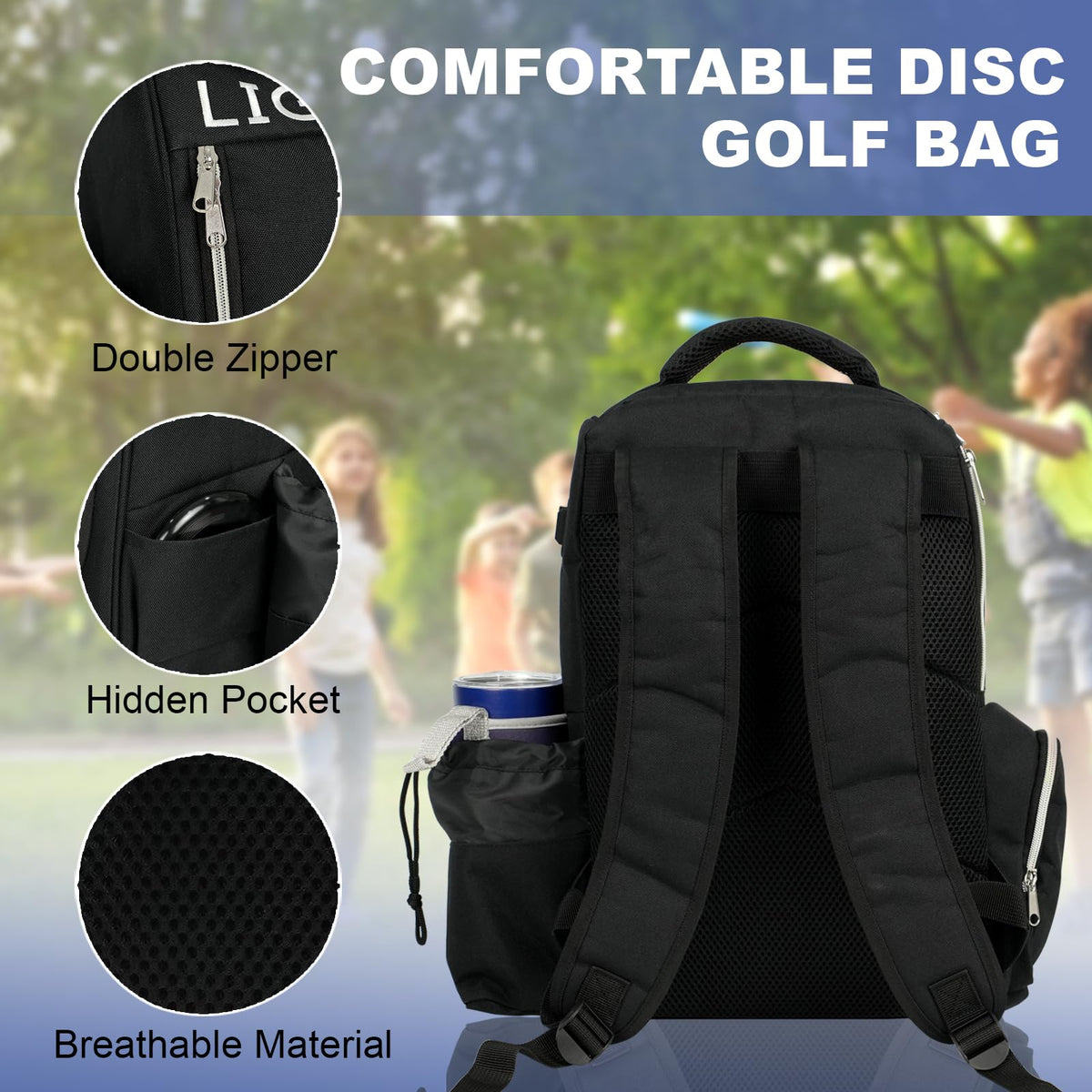 X-UFO Disc Golf Backpack built with rugged materials for frequent rounds