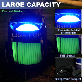 X-UFO glow discs lit inside the bag demonstrate night-ready glow capability