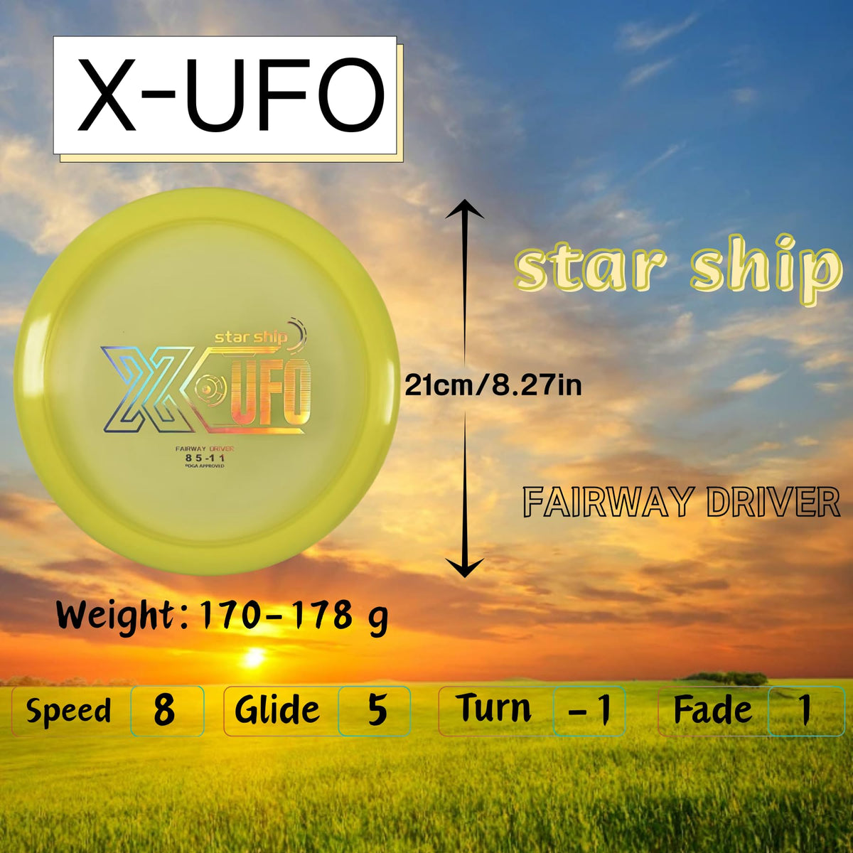 X-UFO Disc Golf Set driver 2 disc optimized for stable mid-distance flights