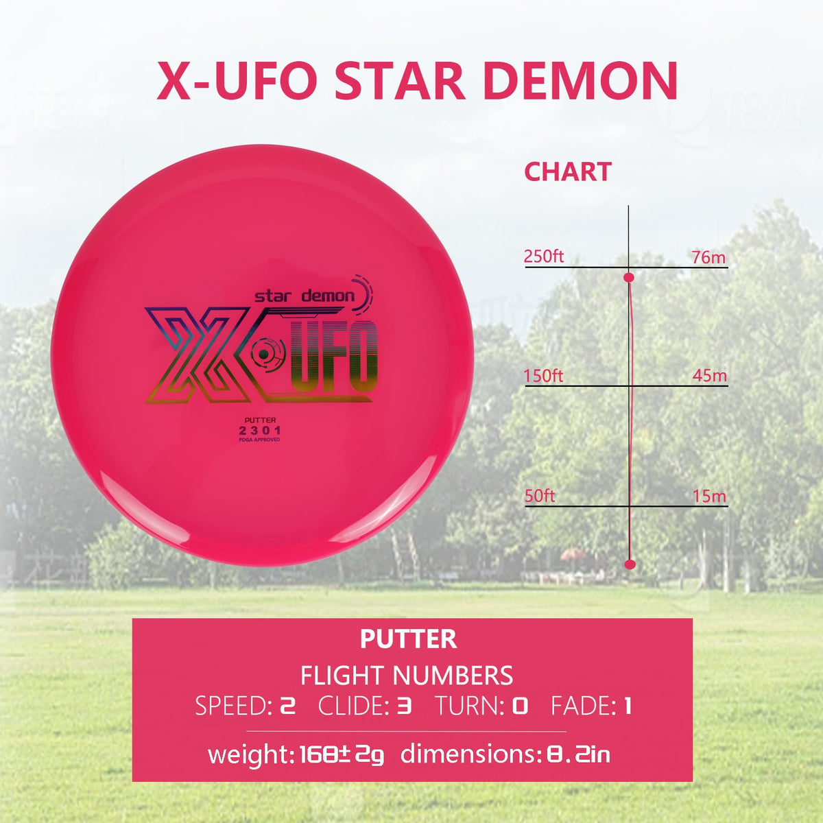 X-UFO Disc Golf Set mid-range disc supports accurate, controlled throws.
