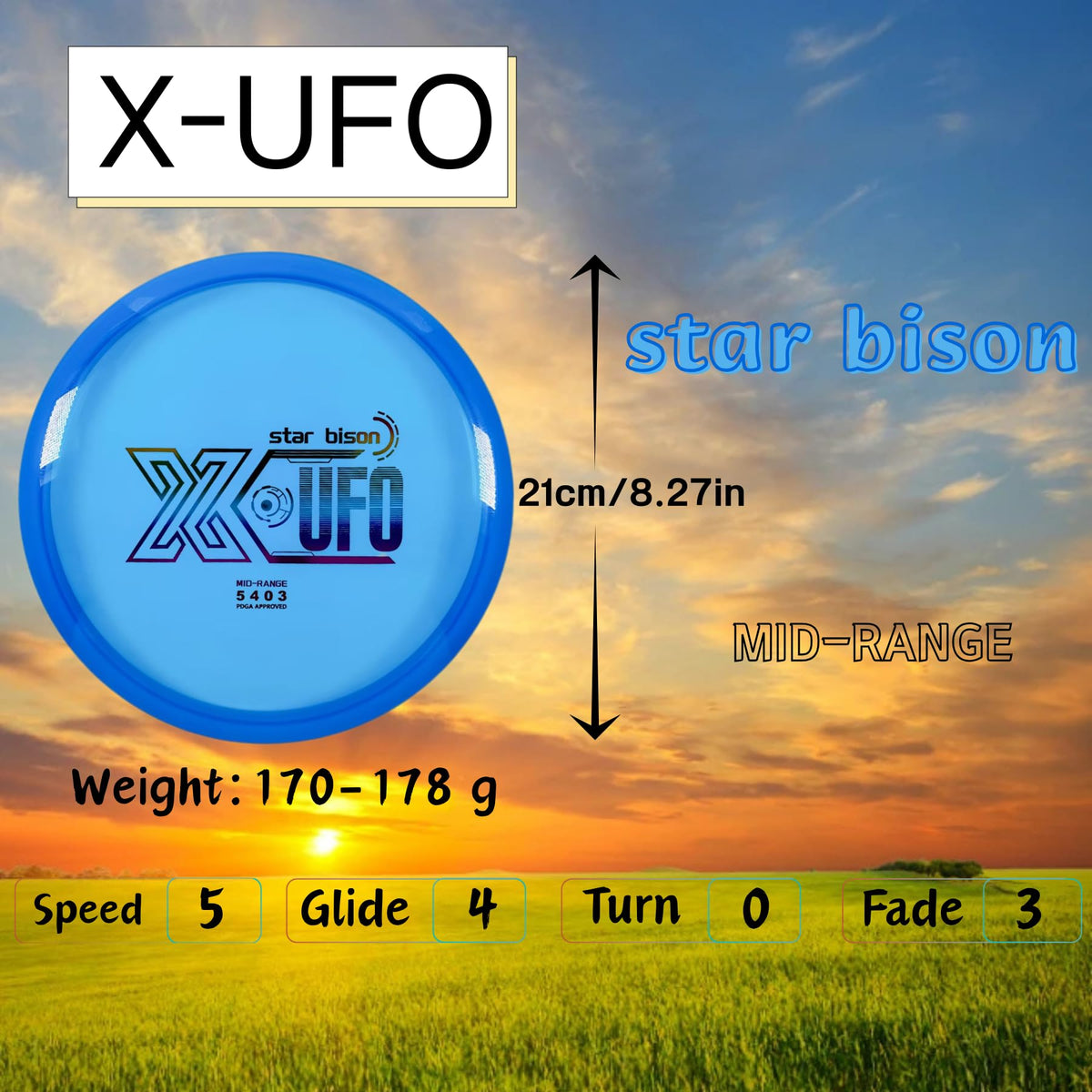 X-UFO Disc Golf Set mid-range disc ideal for versatile approach play