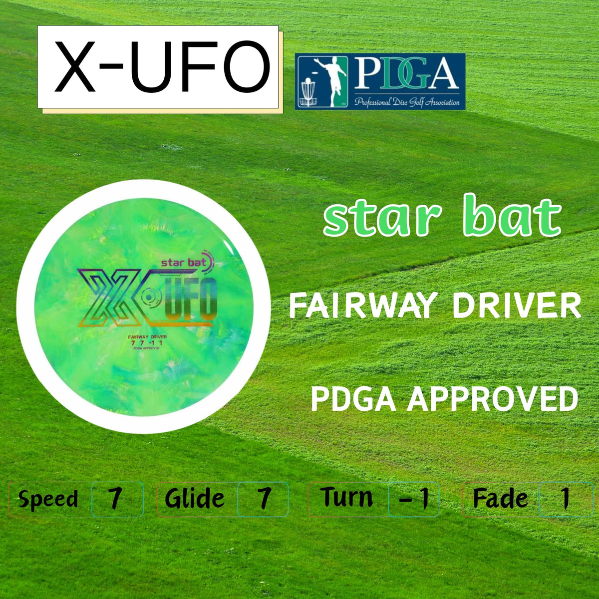 X-UFO Premium-material disc with soft grip for comfortable throws.