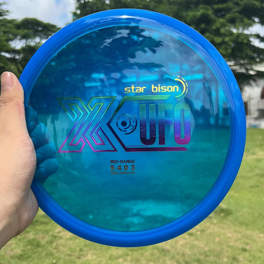 X-UFO Disc Golf Starter Set on park course during a warm afternoon.