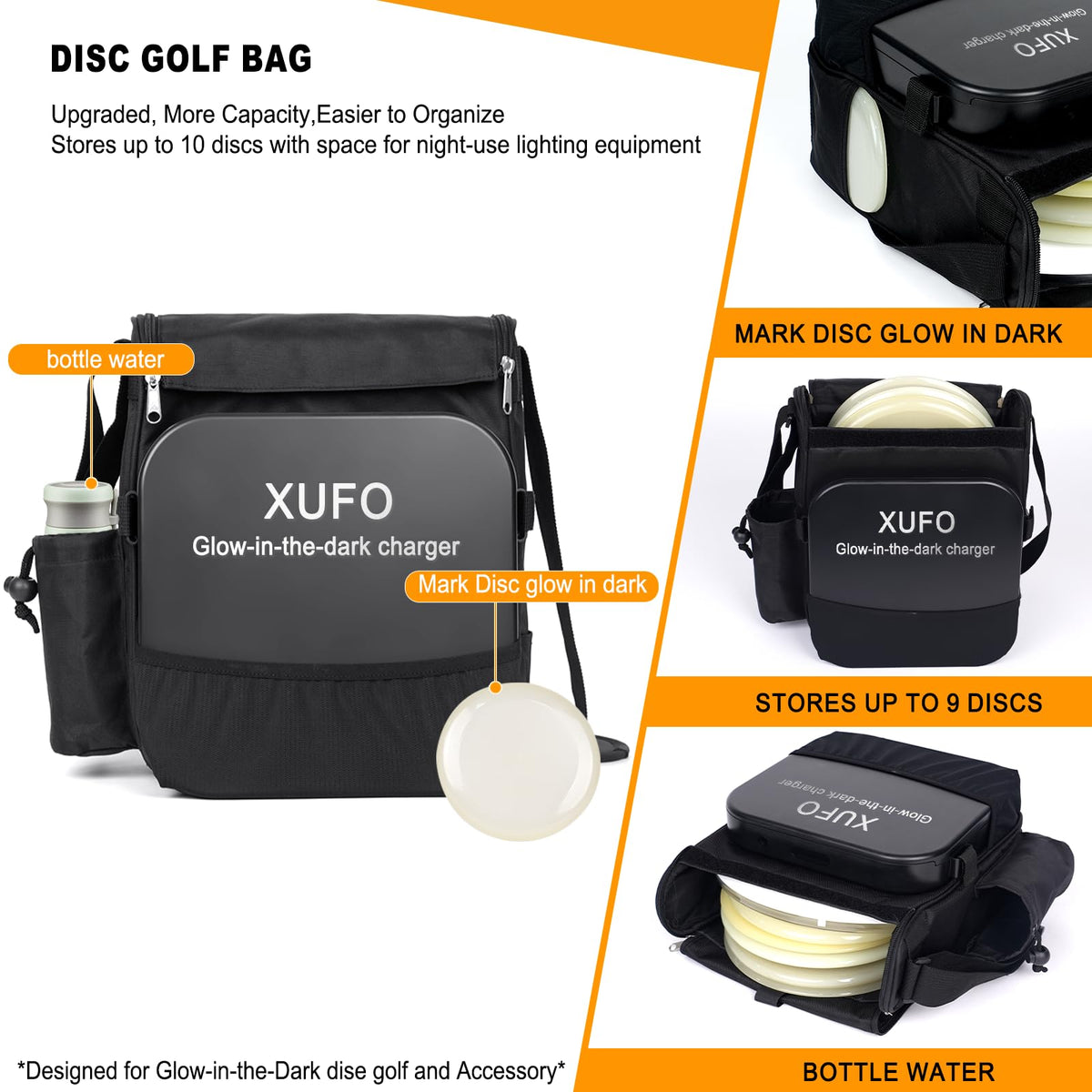 X-UFO luminous charger powering discs for bright night visibility.
