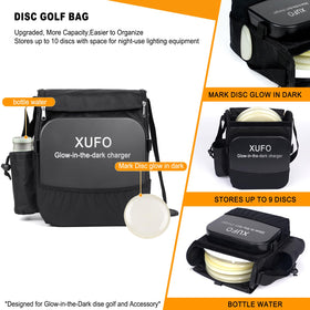 X-UFO luminous charger powering discs for bright night visibility.