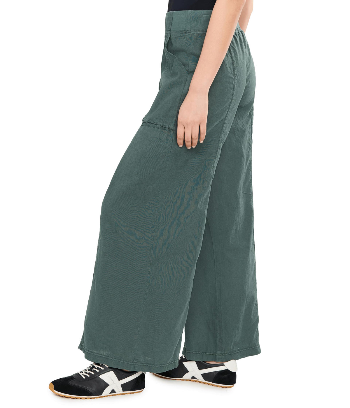 XCVI Charli wide-leg Hawthorn Leaf back view, clean lines and flow.