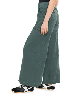 XCVI Charli wide-leg Hawthorn Leaf back view, clean lines and flow.