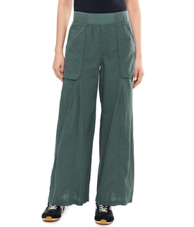XCVI Charli wide-leg Hawthorn Leaf front view, relaxed silhouette.