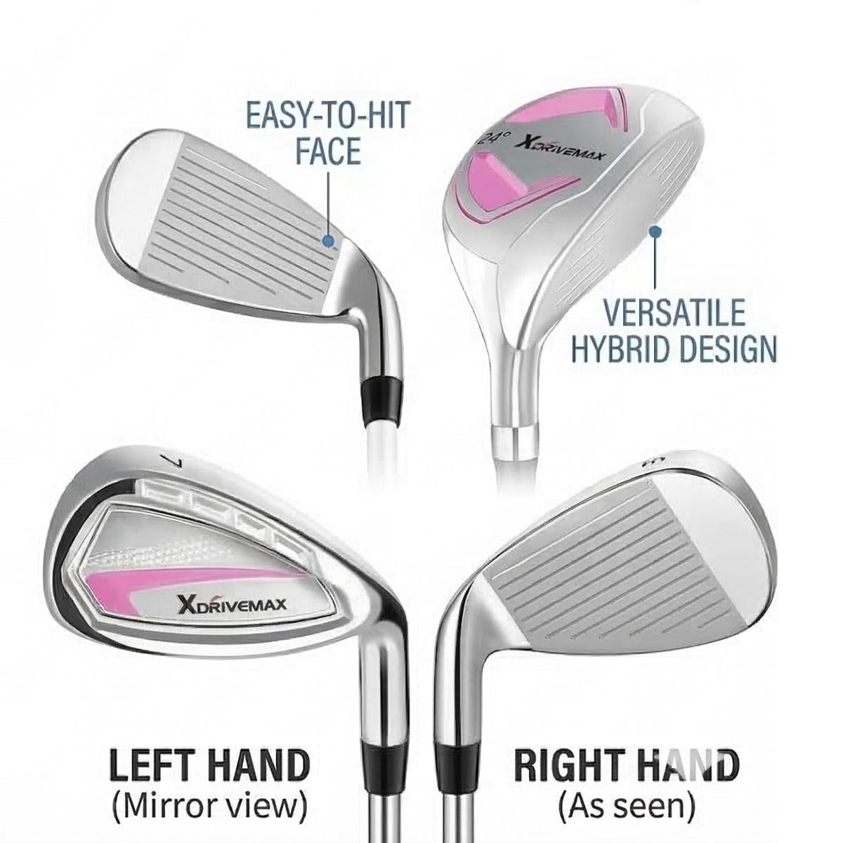 XDriveMax premium grips provide comfort and control across the set.