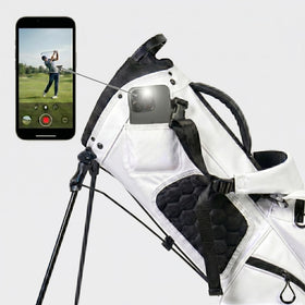 XDriveMax bag with easy-reach pocket showing phone access for swing checks