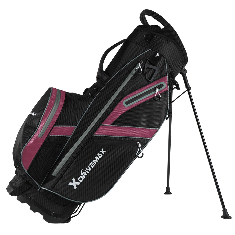 XDriveMax golf stand bag with 8-way top dividers for organized clubs