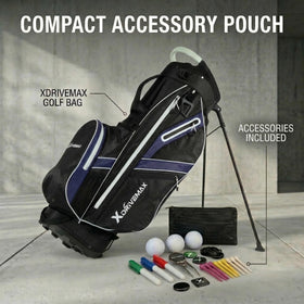 XDriveMax golf stand bag with 8-way top dividers for club organization.