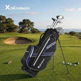 XDriveMax blue golf stand bag emphasizes lightweight design for players