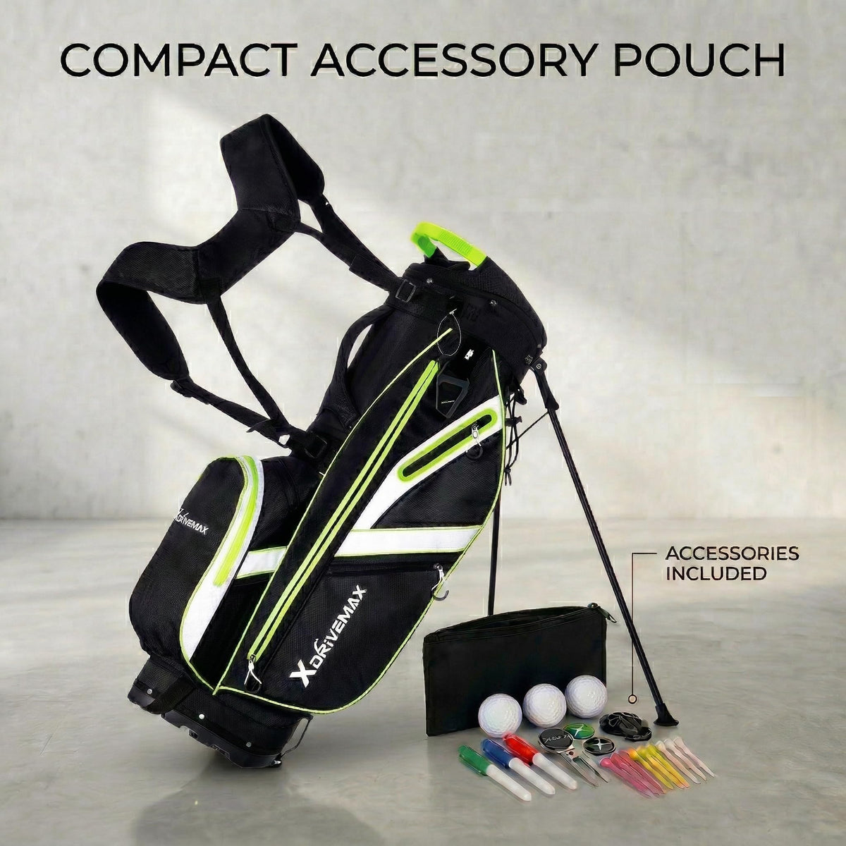 XDriveMax bag showing dual strap system for balanced carrying on walks.