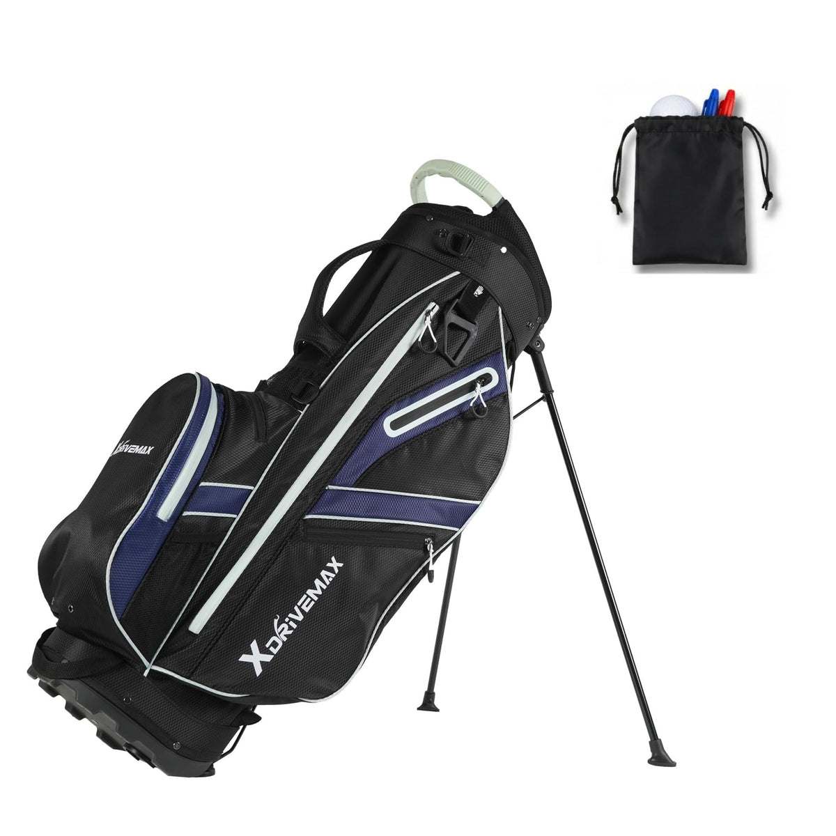 XDriveMax golf stand bag with eight way dividers for organized clubs