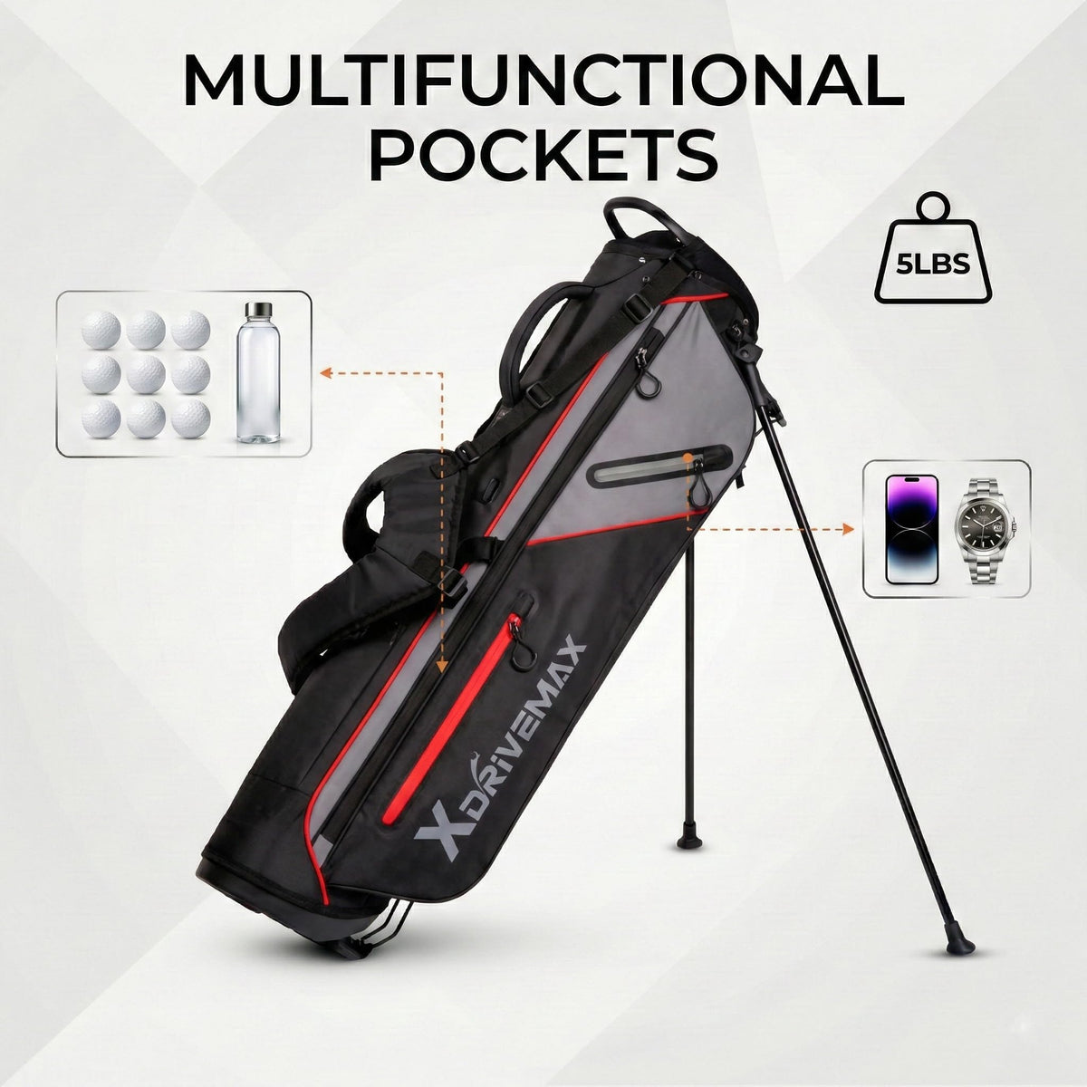 XDriveMax golf stand bag modern color accents for a refined look on the tee