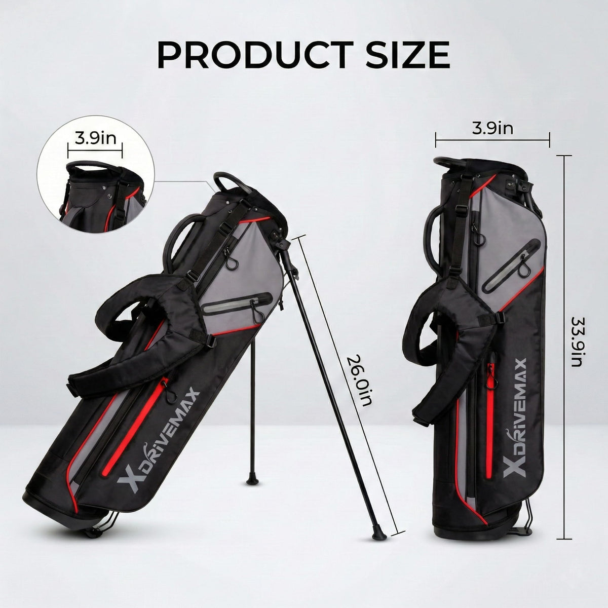 XDriveMax golf stand bag compact pockets provide quick access to essentials