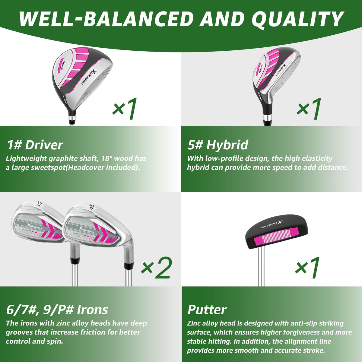 XDriveMax junior golf set hybrid ideal for accuracy and versatile yardage