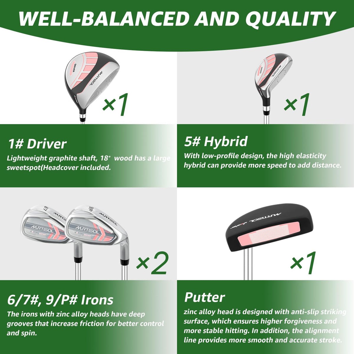 XDriveMax 1# driver wood with large sweet spot for forgiving tee shots
