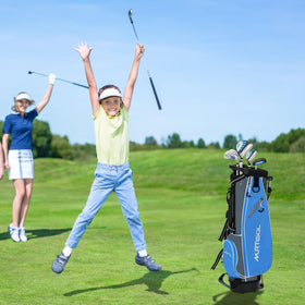 XDriveMax anti-slip grips on junior clubs for secure hold.