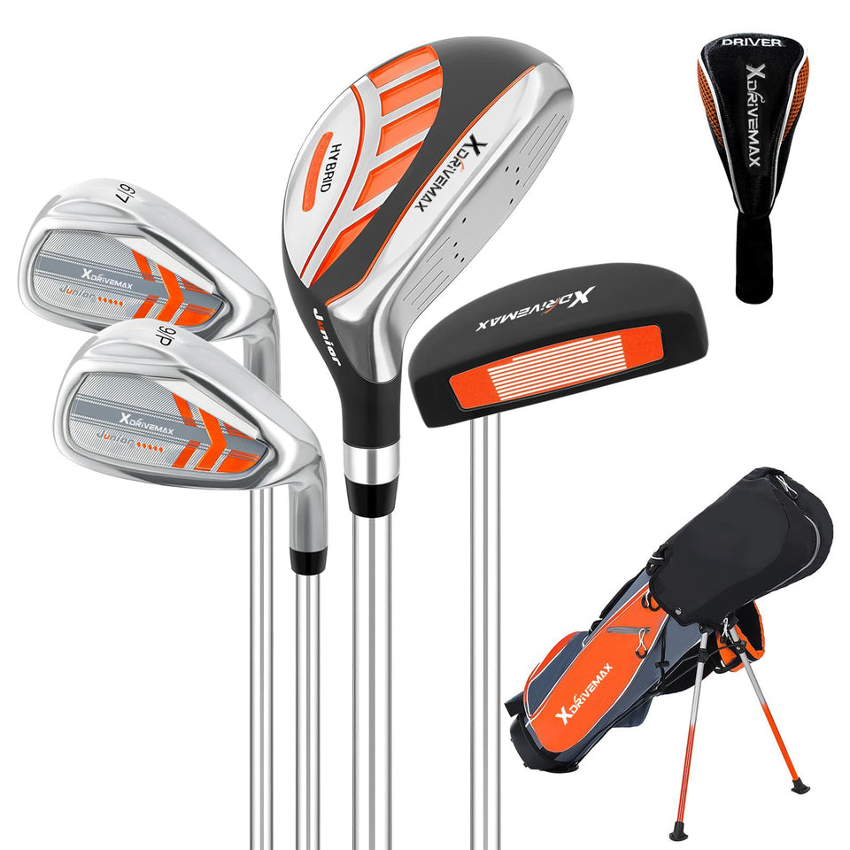 XDriveMax kids golf club set with stand bag ready for easy travel and practice
