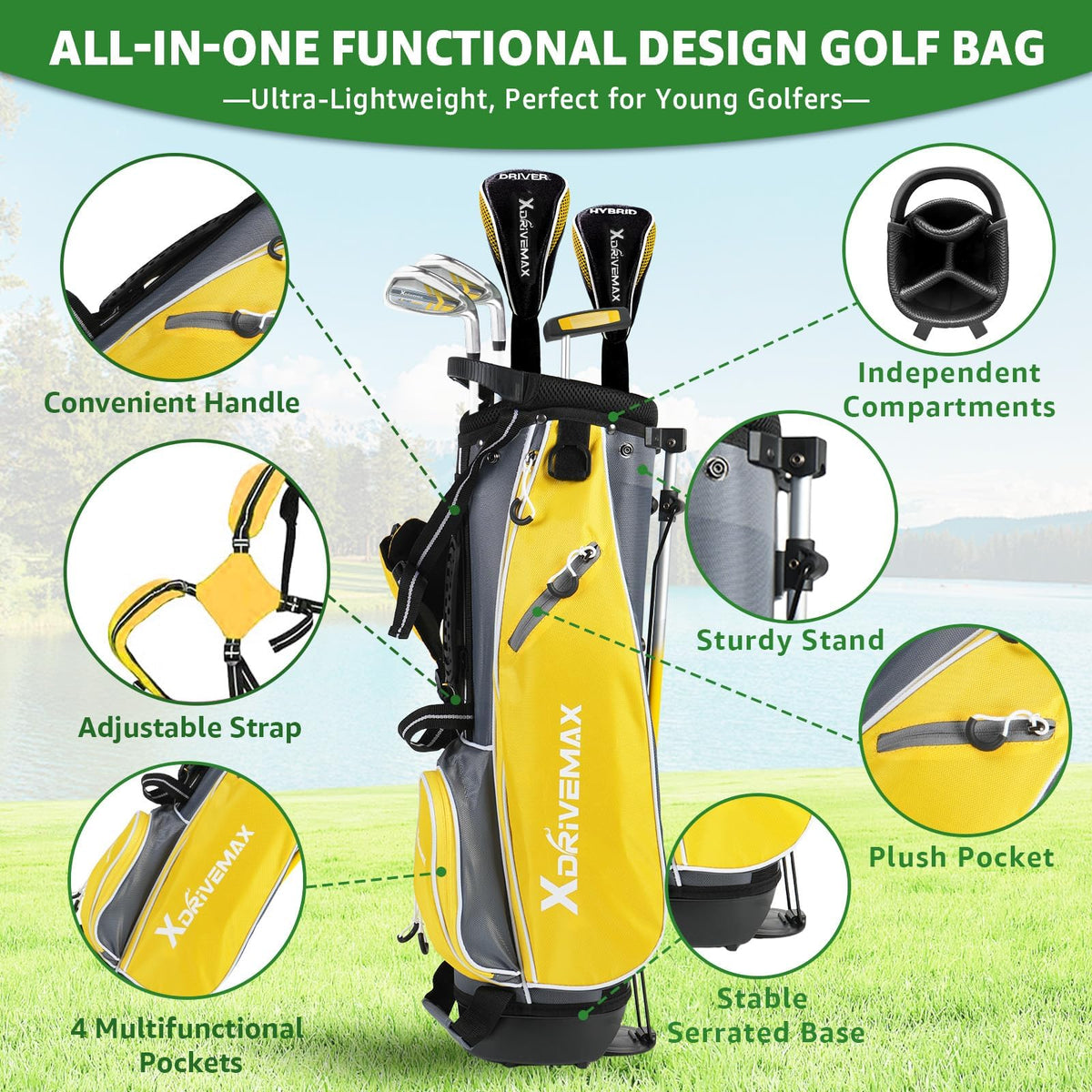 XDriveMax right-handed kids golf set for easy use