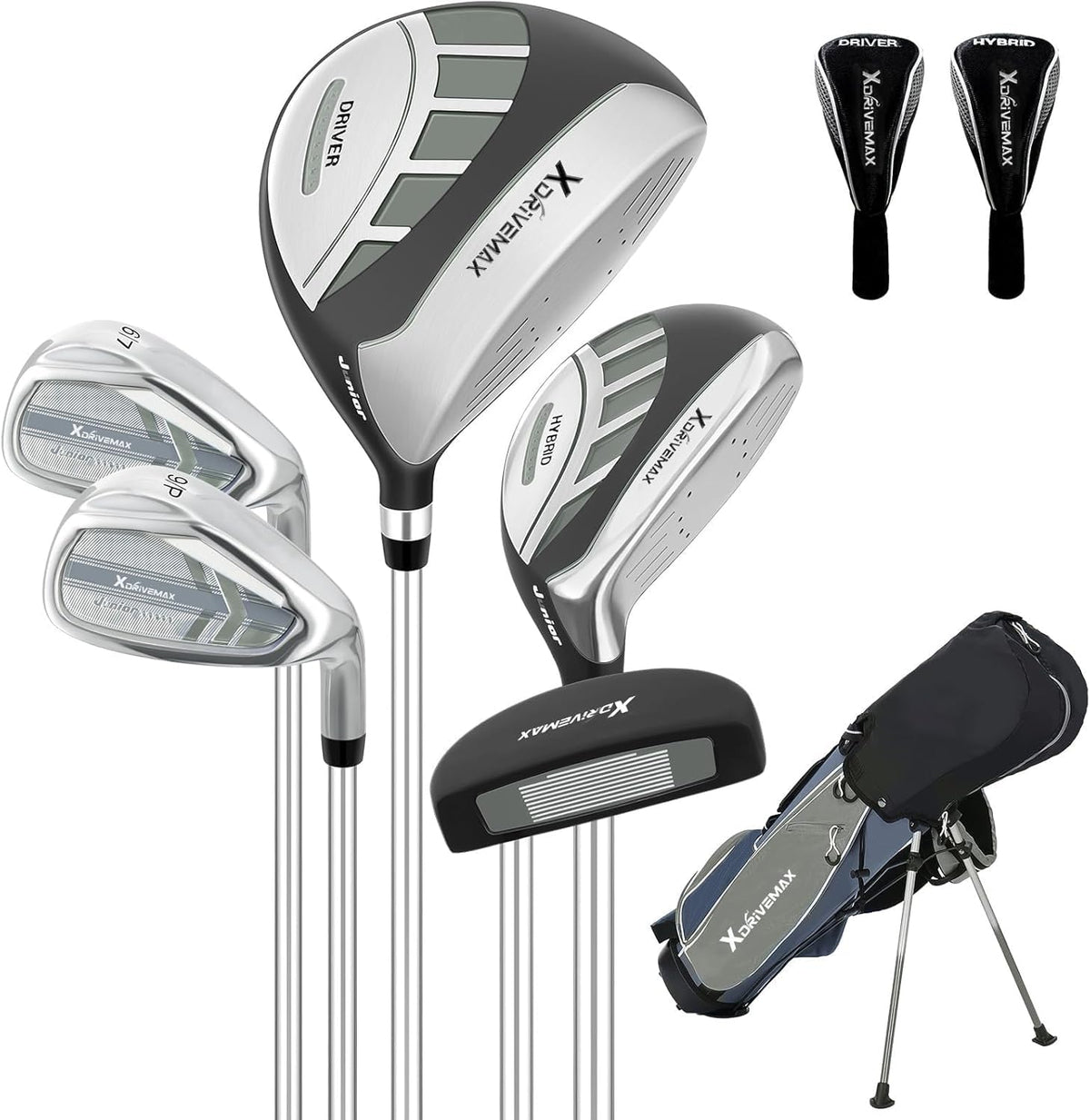 XDriveMax kids golf set with stand bag ready for practice and travel