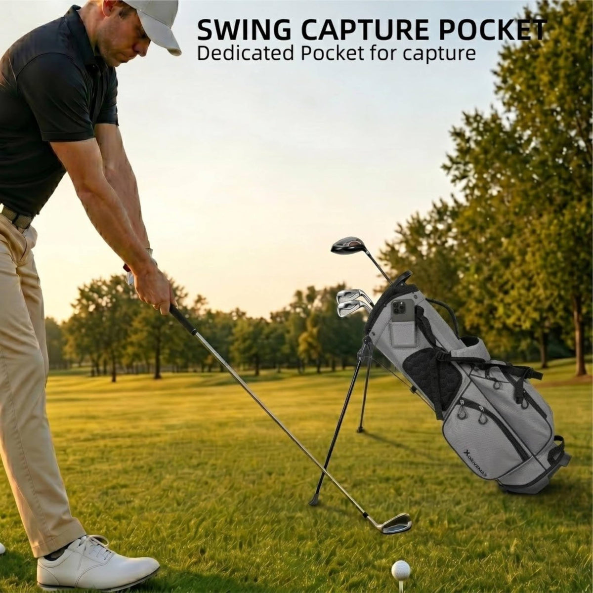 XDRIVEMAX bag with 5-way top divider keeps clubs organized