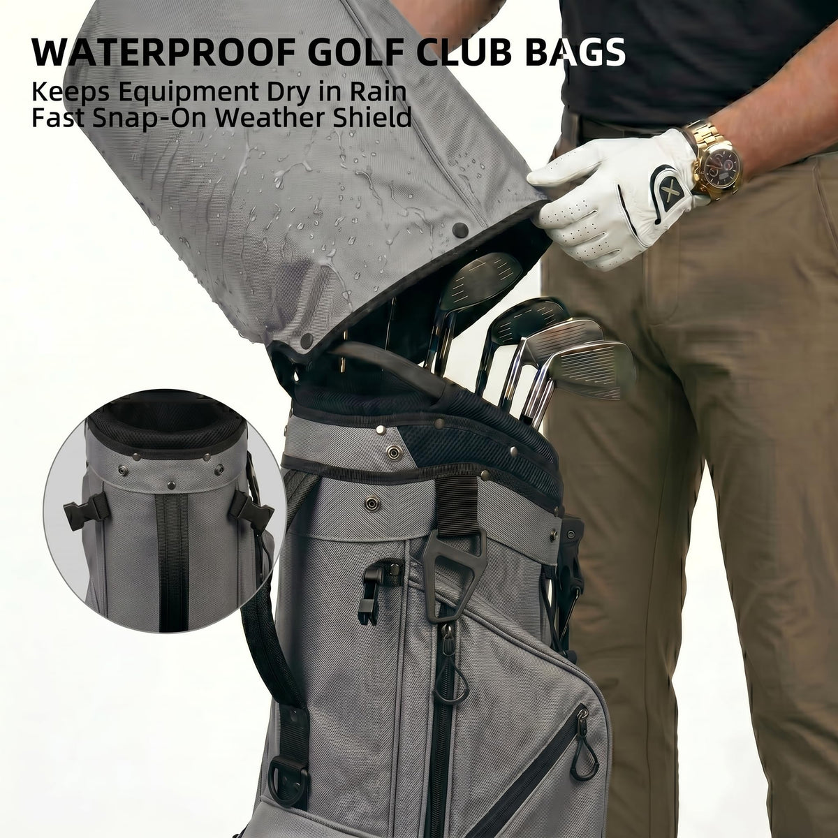 XDRIVEMAX auto-pop stand keeps the bag upright on course