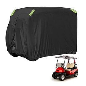 XhuangTech golf cart cover 2-passenger front view protects from sun and rain.