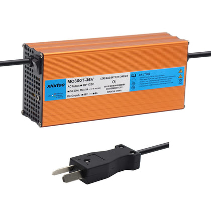 Xiixtoo 36V crowfoot charger front view for reliable golf cart charging.