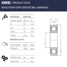 xike yamaha g29 rear bearings pair close-up highlights durable material and seal