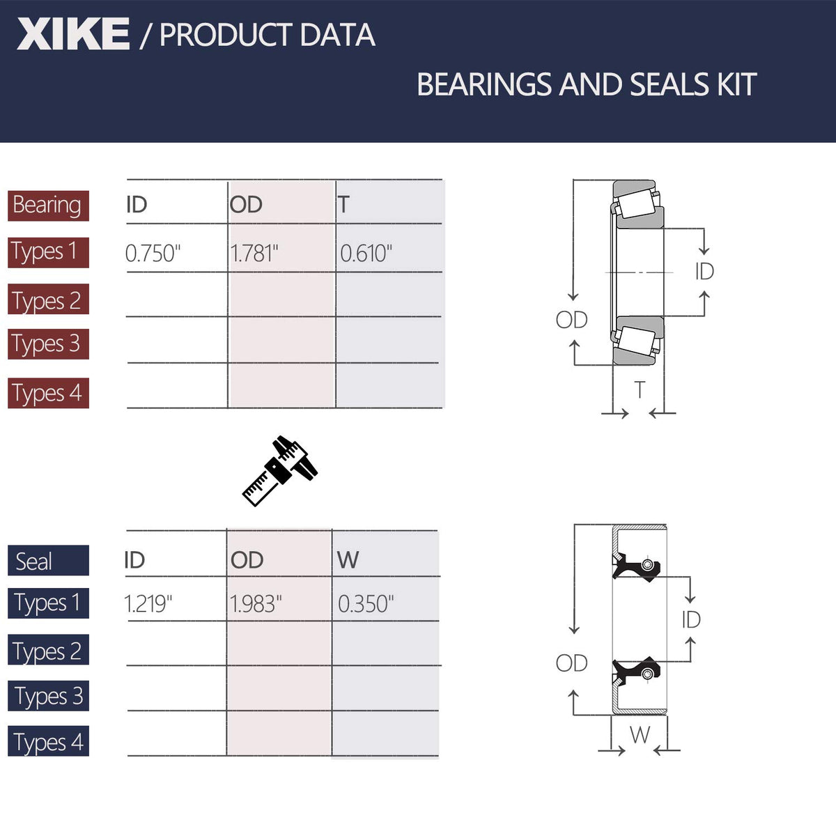 XIKE EZGO-compatible rear axle kit provides durable seals for EZGO carts.