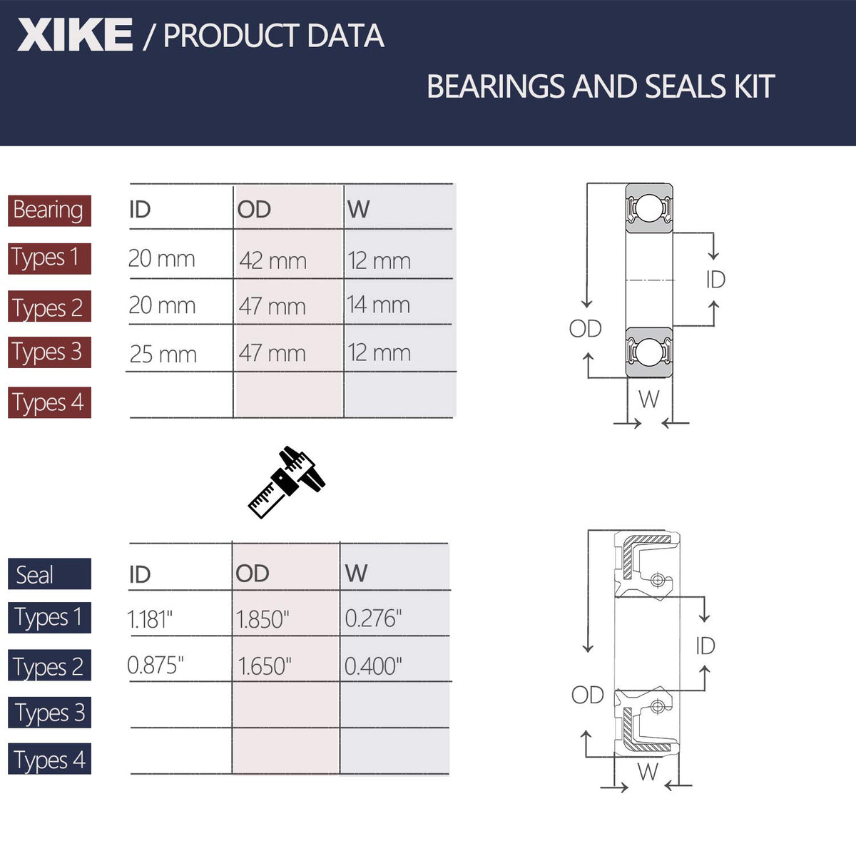 XIKE golf cart axle bearing kit rear view showing robust construction