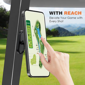 Xincarimo MagSafe golf cart mount snaps onto iPhone 14-16 quickly and securely.