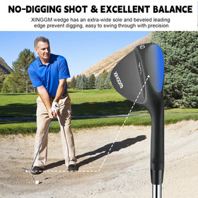 XINGGM wedge with beveled sole for easier bunker exits and forgiveness.