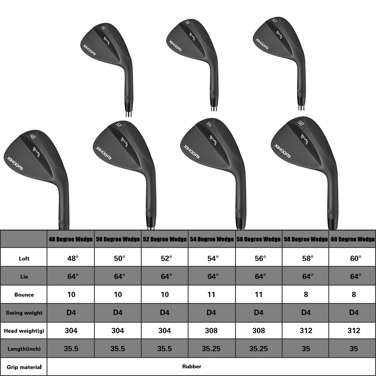 XINGGM sand wedge for bunker escapes and greenside approaches.