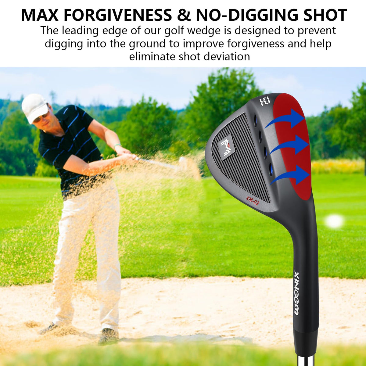 XINGGM forged wedge in sand bunker shot shows dependable loft and escape.