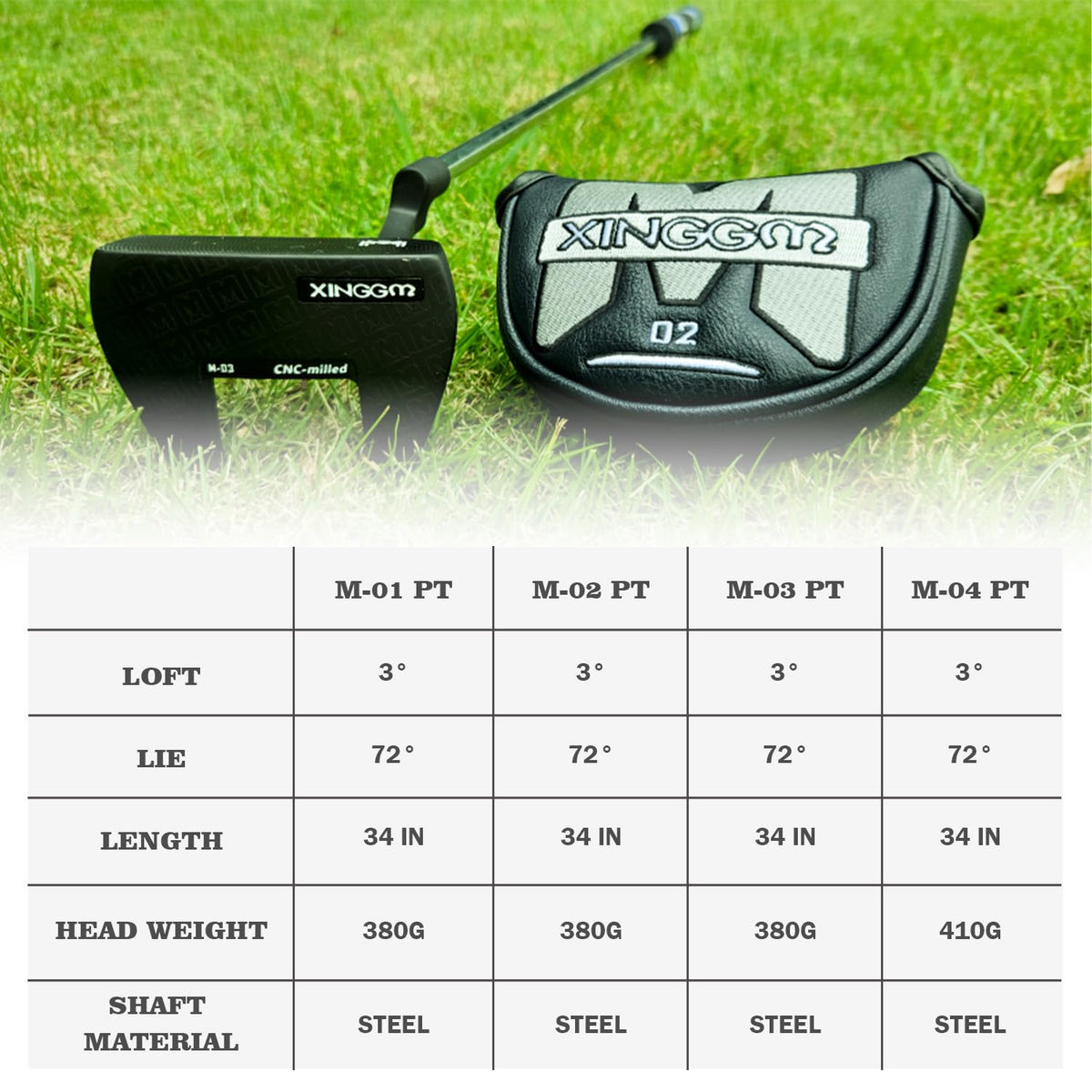 XINGGM head weight 360g supports consistent stroke feel.