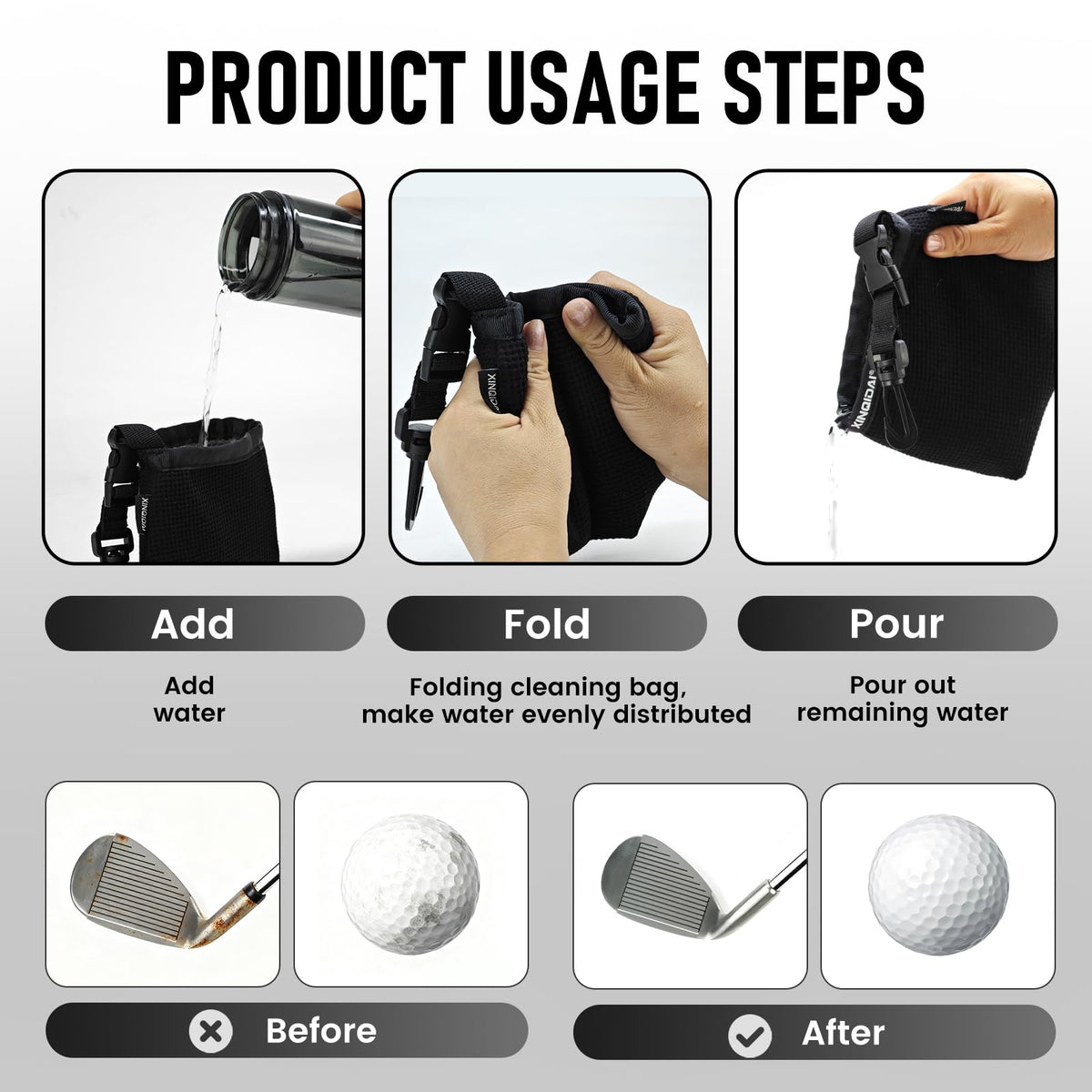 XINQIDAI detachable clip for quick on-bag access during rounds.