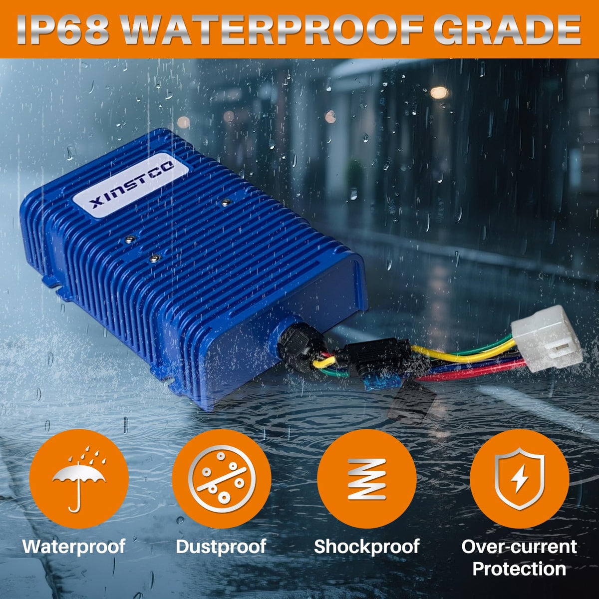 XINSTCO 350W 30A output supports golf carts and vehicles.