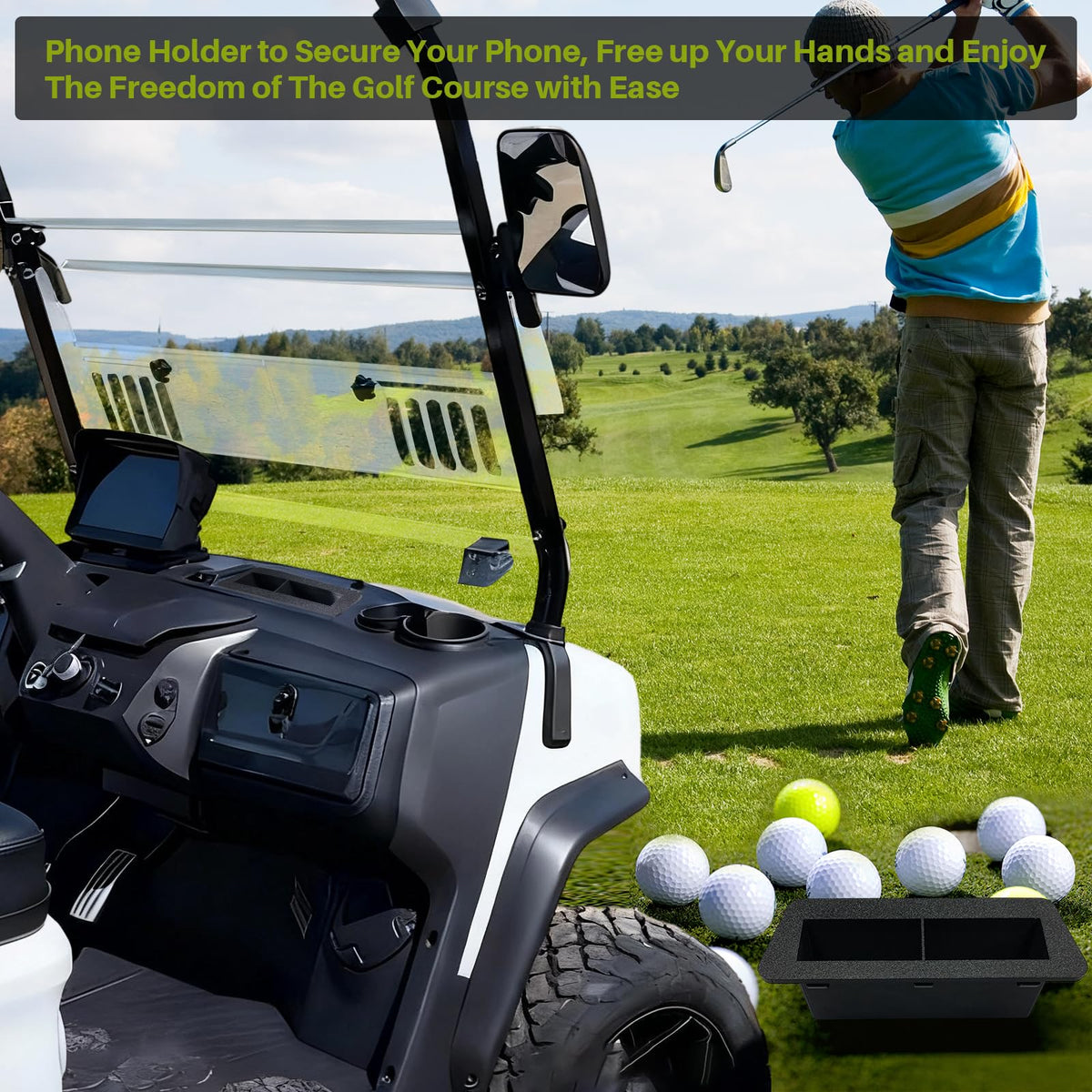 XINSTCO golf cart holder matte finish dash-mount blends with console