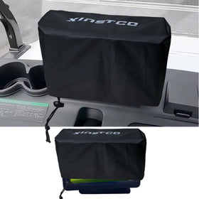XINSTCO golf cart waterproof touchscreen cover protects a 9-inch screen from rain and dust.
