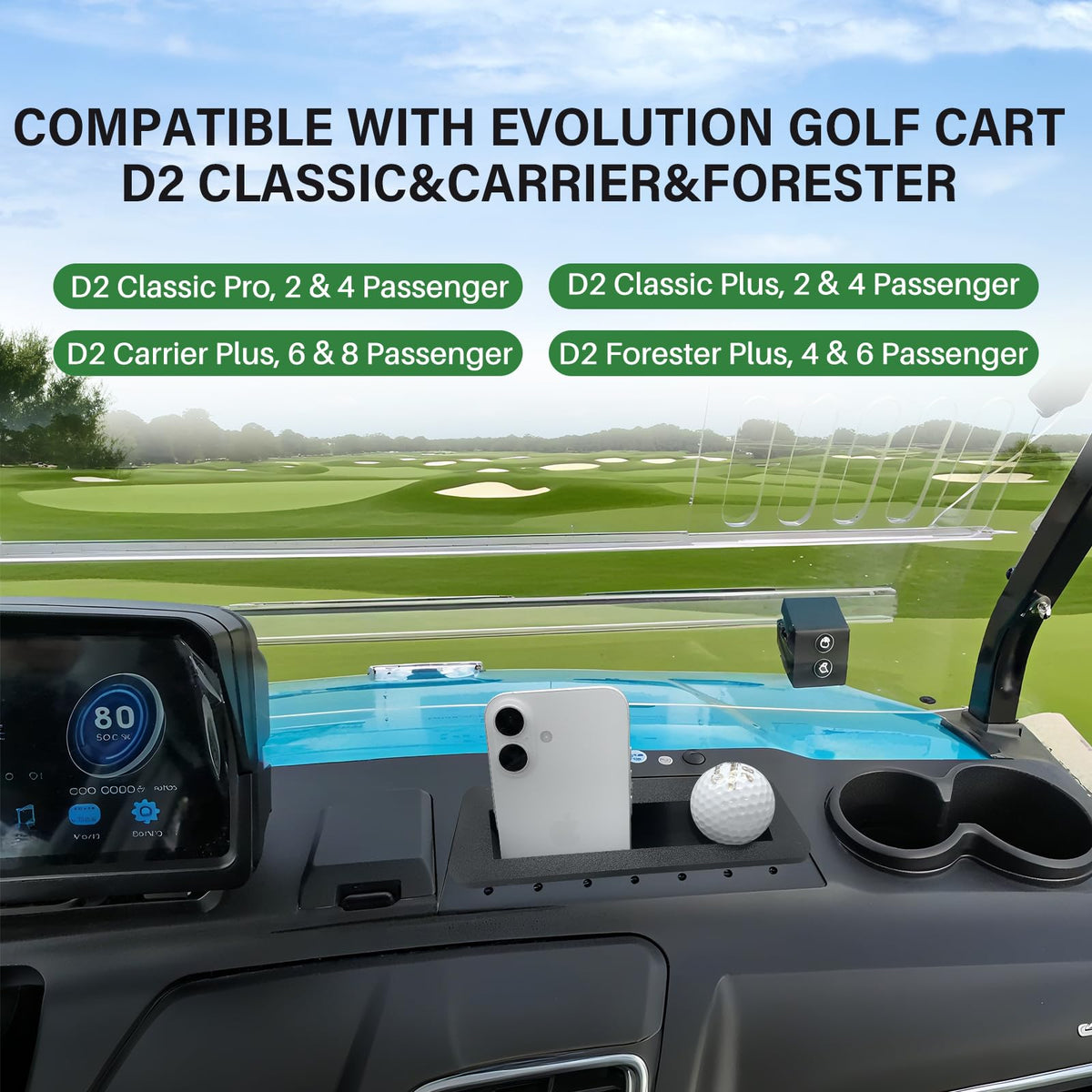 XINSTCO matte-finish panel blends with golf cart interiors for a cohesive look