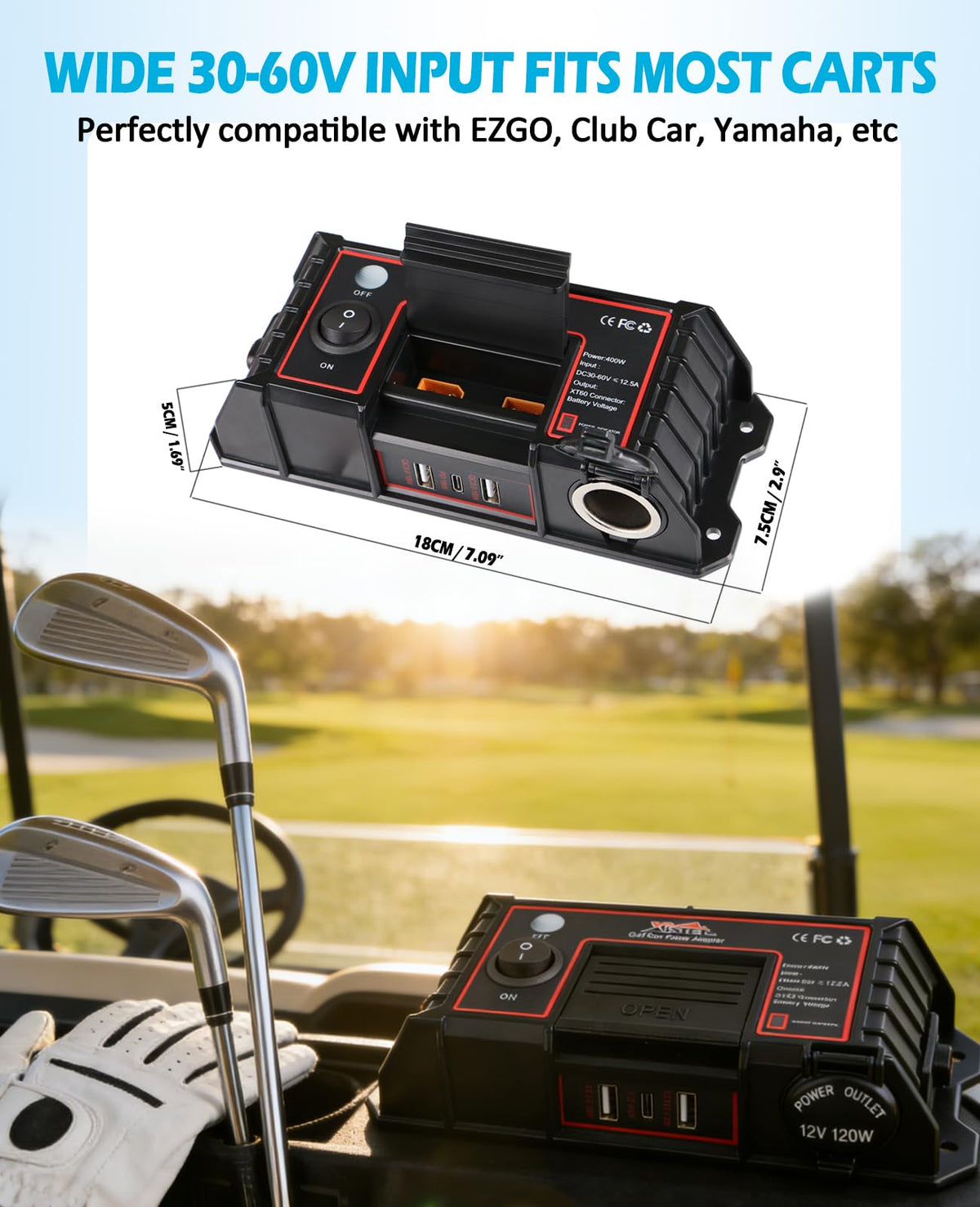 All-in-one hub powering multiple cart accessories and devices.