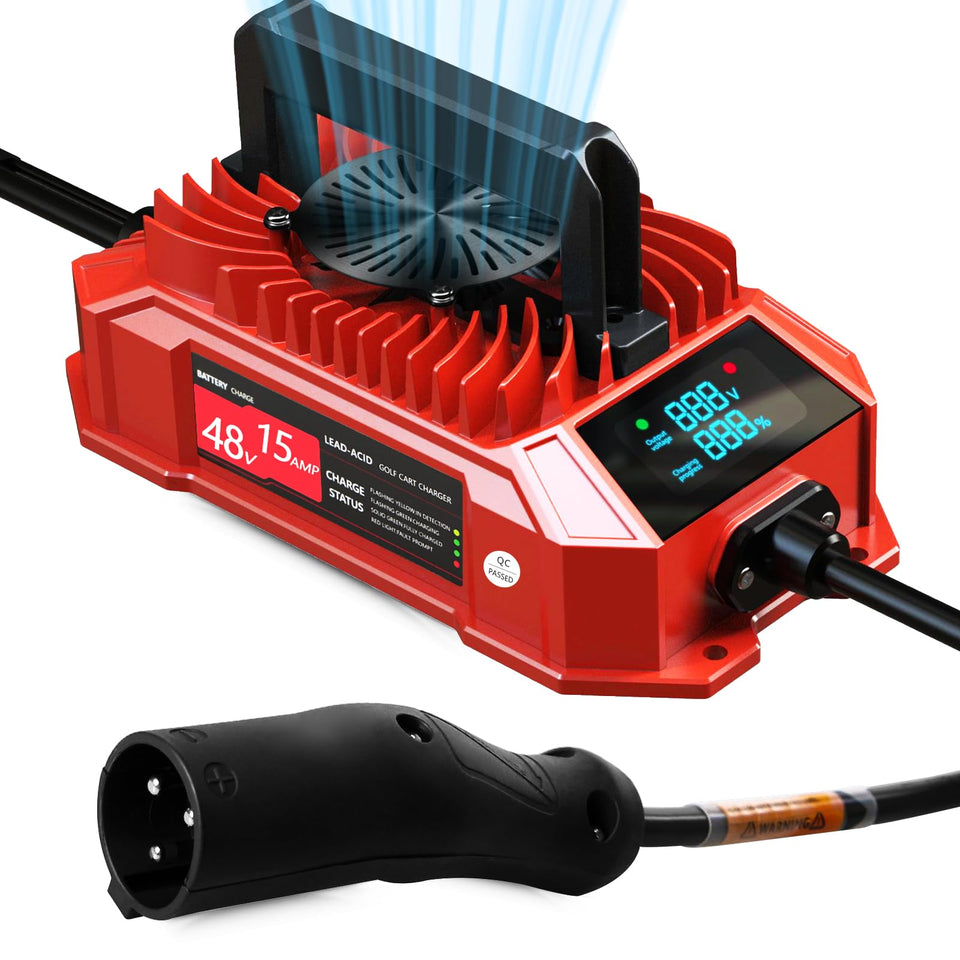 Xislet 48V golf cart charger with LED display for clear charging status.