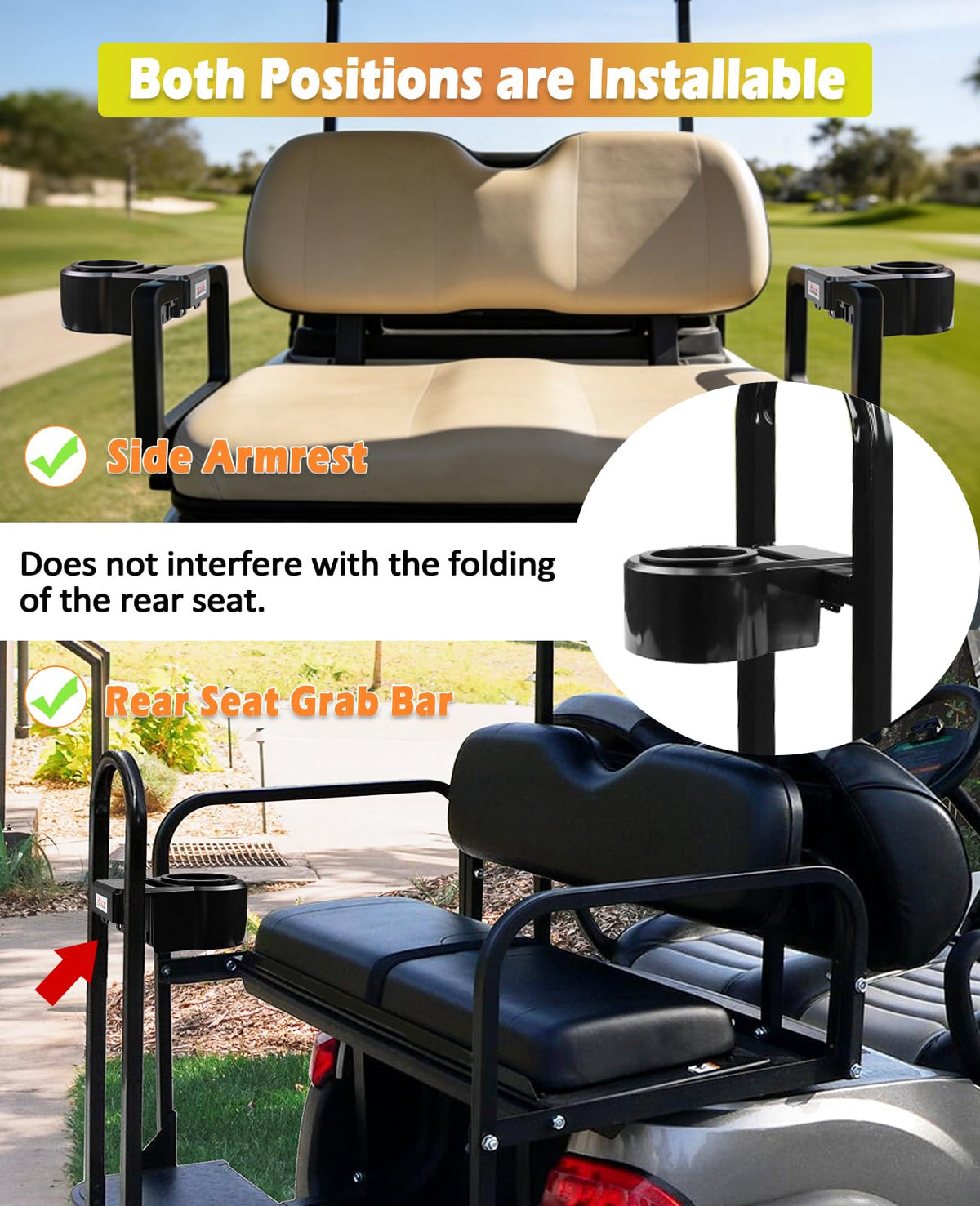 Xislet grab-bar installation cup holder; mounts quickly without drilling