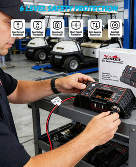 IP66 waterproof housing for durable, weather-ready golf cart power.